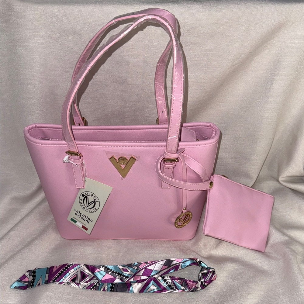 Valentino Orlandi Italian Pink Women's Handbag With Wristlet